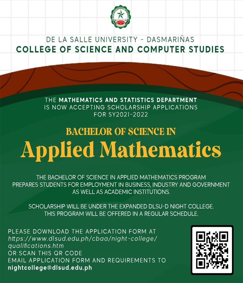 DLSU-D Night College scholarships for Applied Math