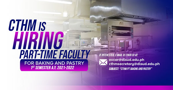 Part - Time Faculty (Baking and Pastry) for 1st Semester, A.Y. 2021-2022