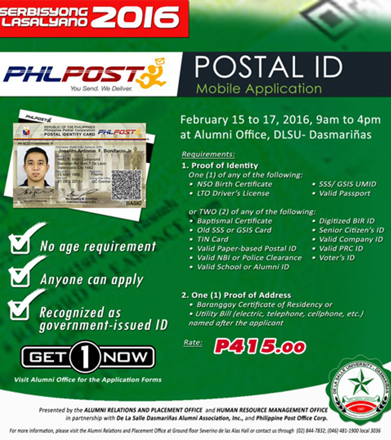 Postal ID Application from February 15-17