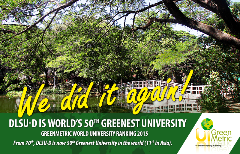 DLSU-D makes it to Top 10% of Greenest Universities in the World