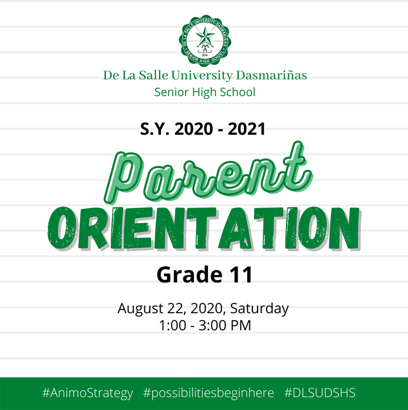 Parent Orientation Schedules for Gr 10, 11 and 12