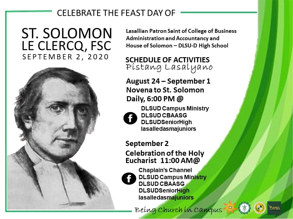 Pistang Lasalyano: Feast Day of St. Solomon Leclercq