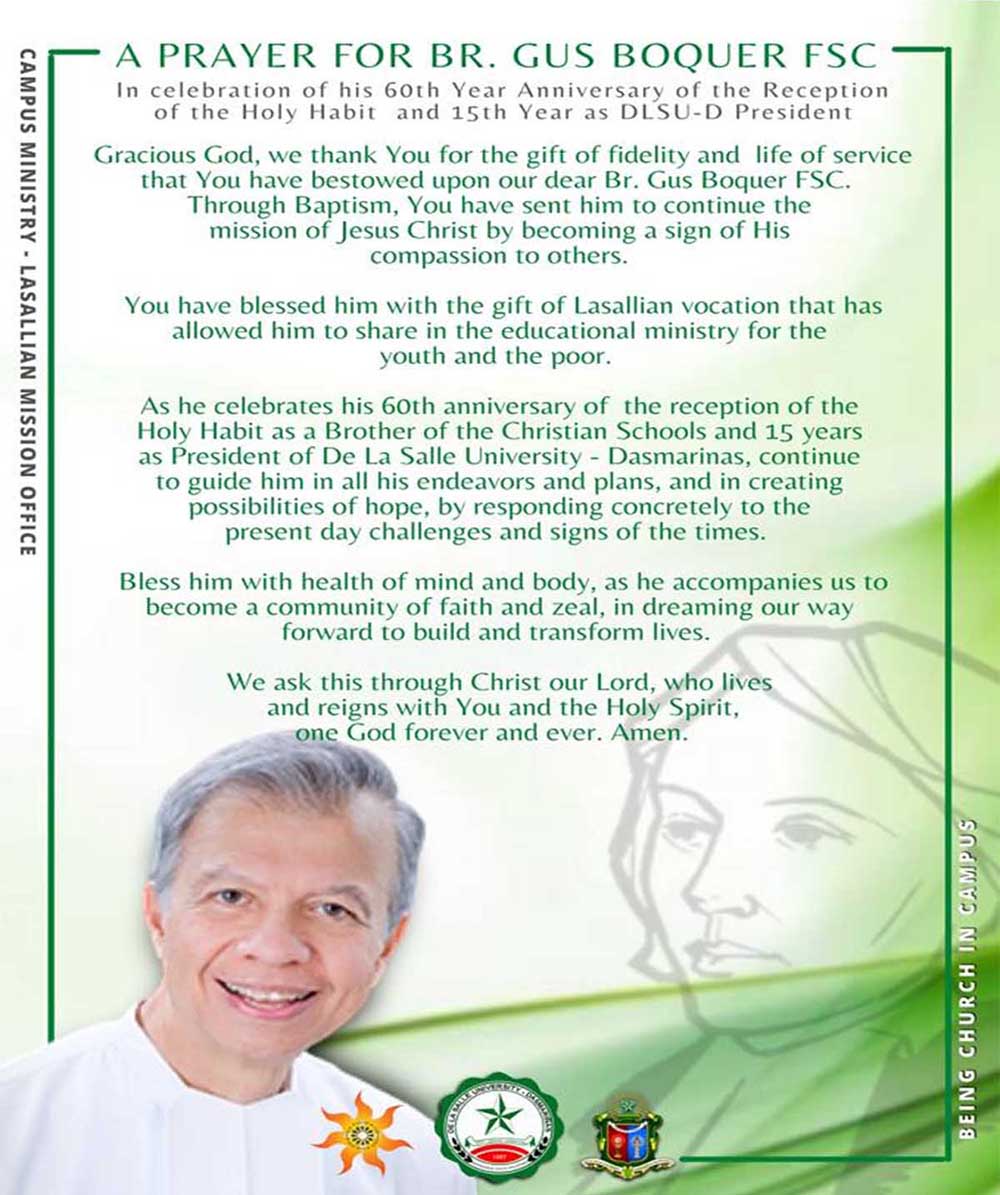 DLSU-D celebrates Br. Gus Boquer's 60th anniversary