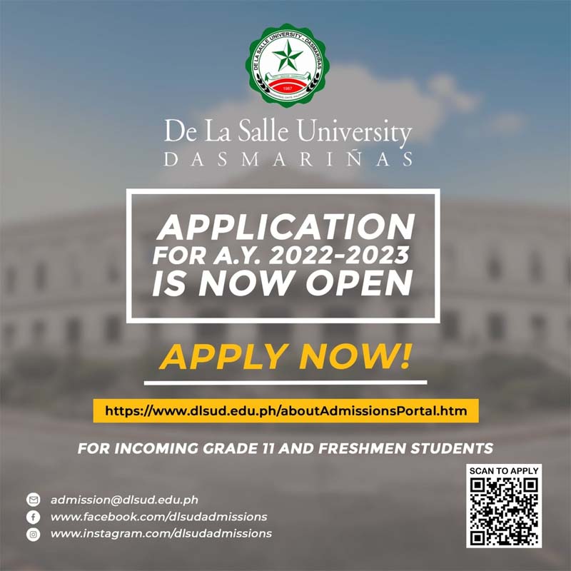 Application For Grade 11 Incoming Freshmen Now Open DLSU Dasmari as