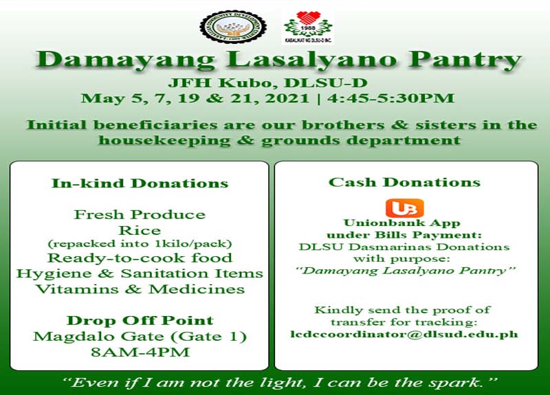 Lasallians reach out through Damayan Pantry