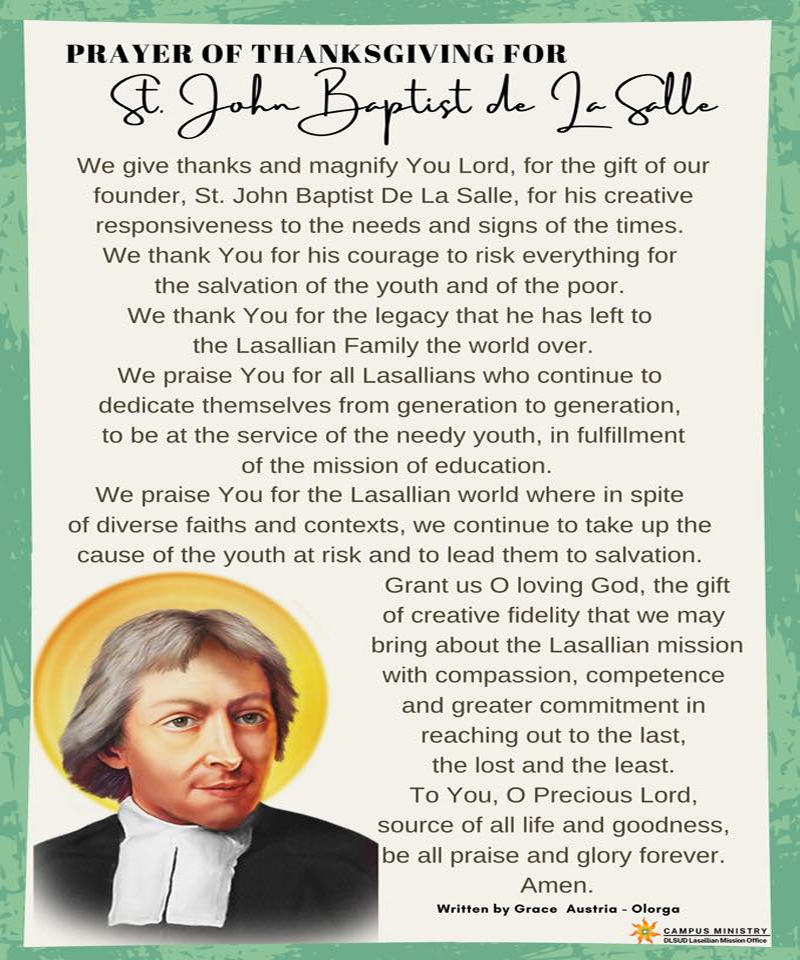 Feast Day of St. John Baptist de La Salle