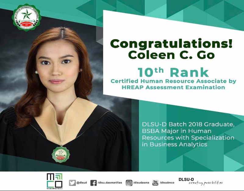 DLSU-D  became one of this year's top performing schools.