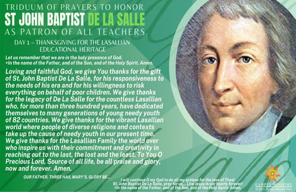 Triduum Prayers for St. John Baptist de La Salle