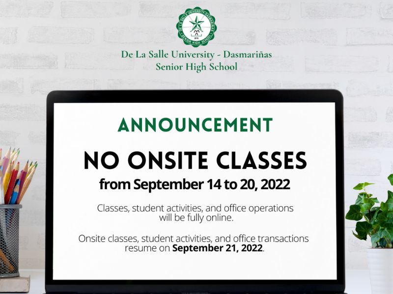 No onsite classes for SHS from September 14 to 20