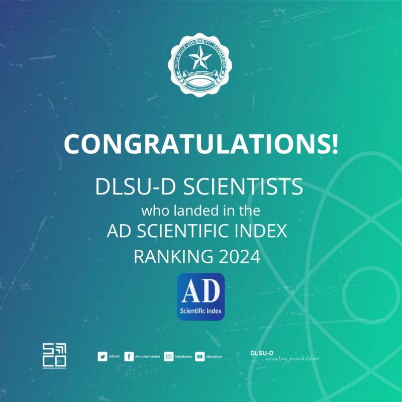 Lasallian faculty listed in AD Scientific Index