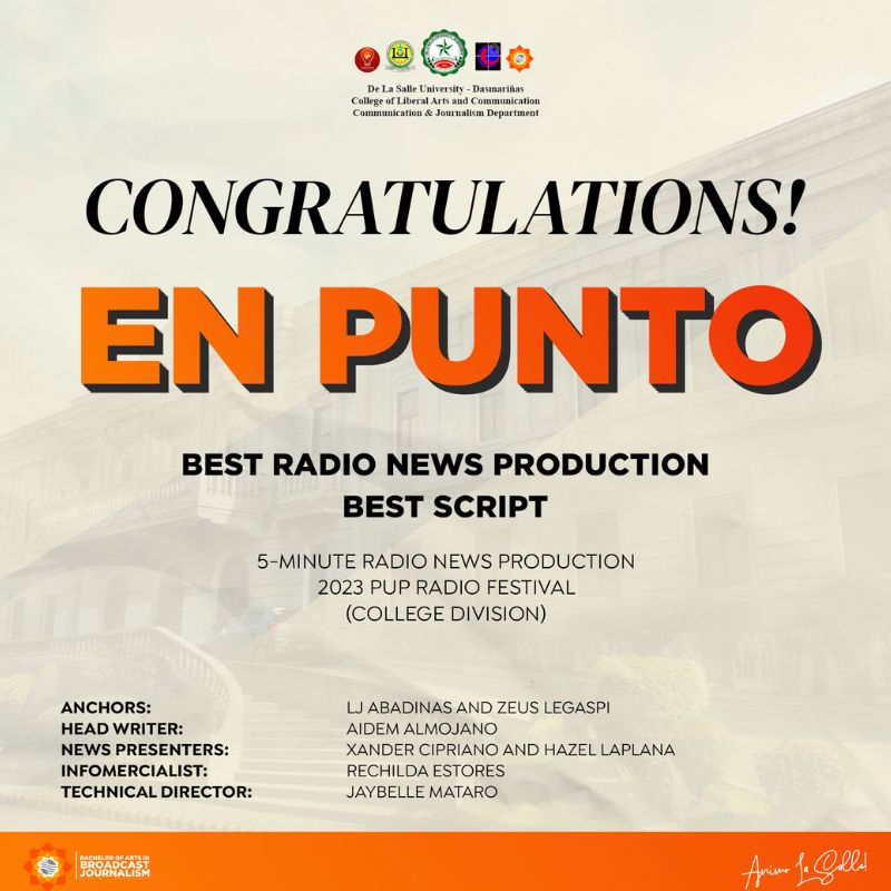 DLSU-D BAGS TOP PRIZE AT PUP RADIO FESTIVAL