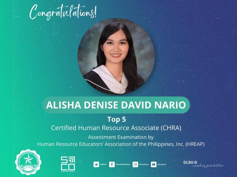 Lasallian among Top 5 Human Resource Associate passers