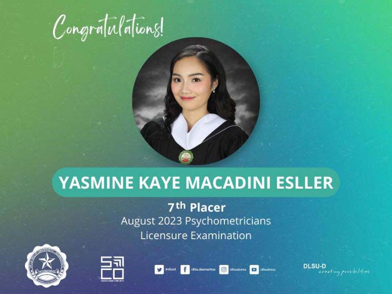 DLSU-D alum is among top performers in Psychometricians Licensure Exam