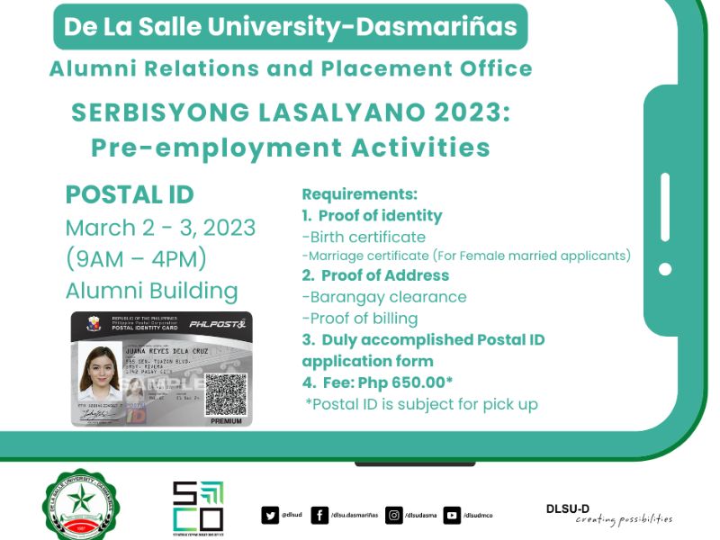 Serbisyong Lasalyano 2023: Pre-Employment Activities