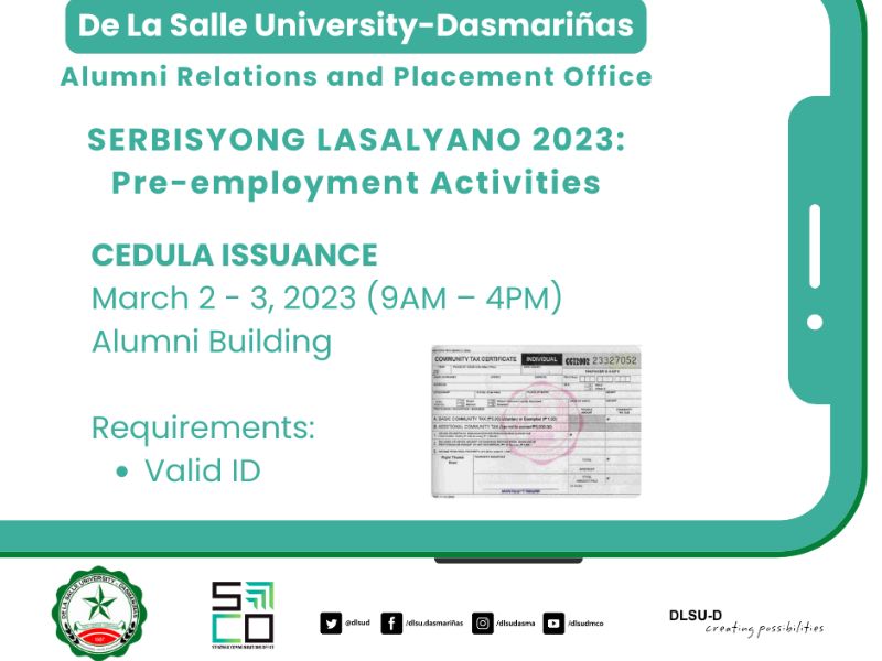 Serbisyong Lasalyano 2023: Pre-Employment Activities