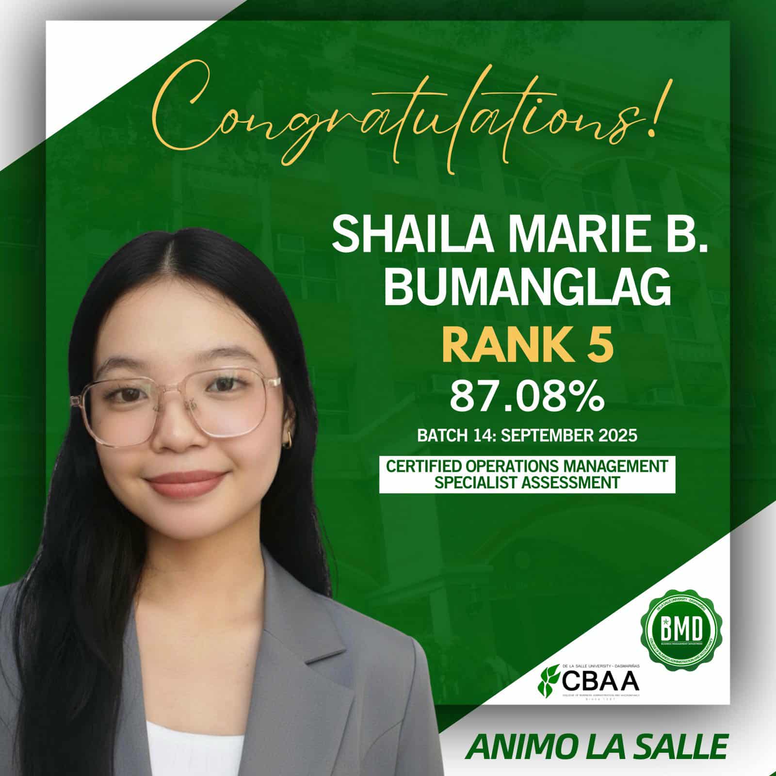 BOM Graduates Earn Top Ranks in COMS™