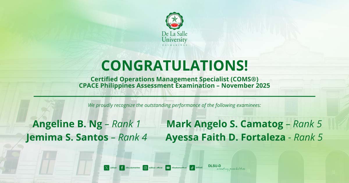DLSU-D Students Lead COMS® 2025 Results
