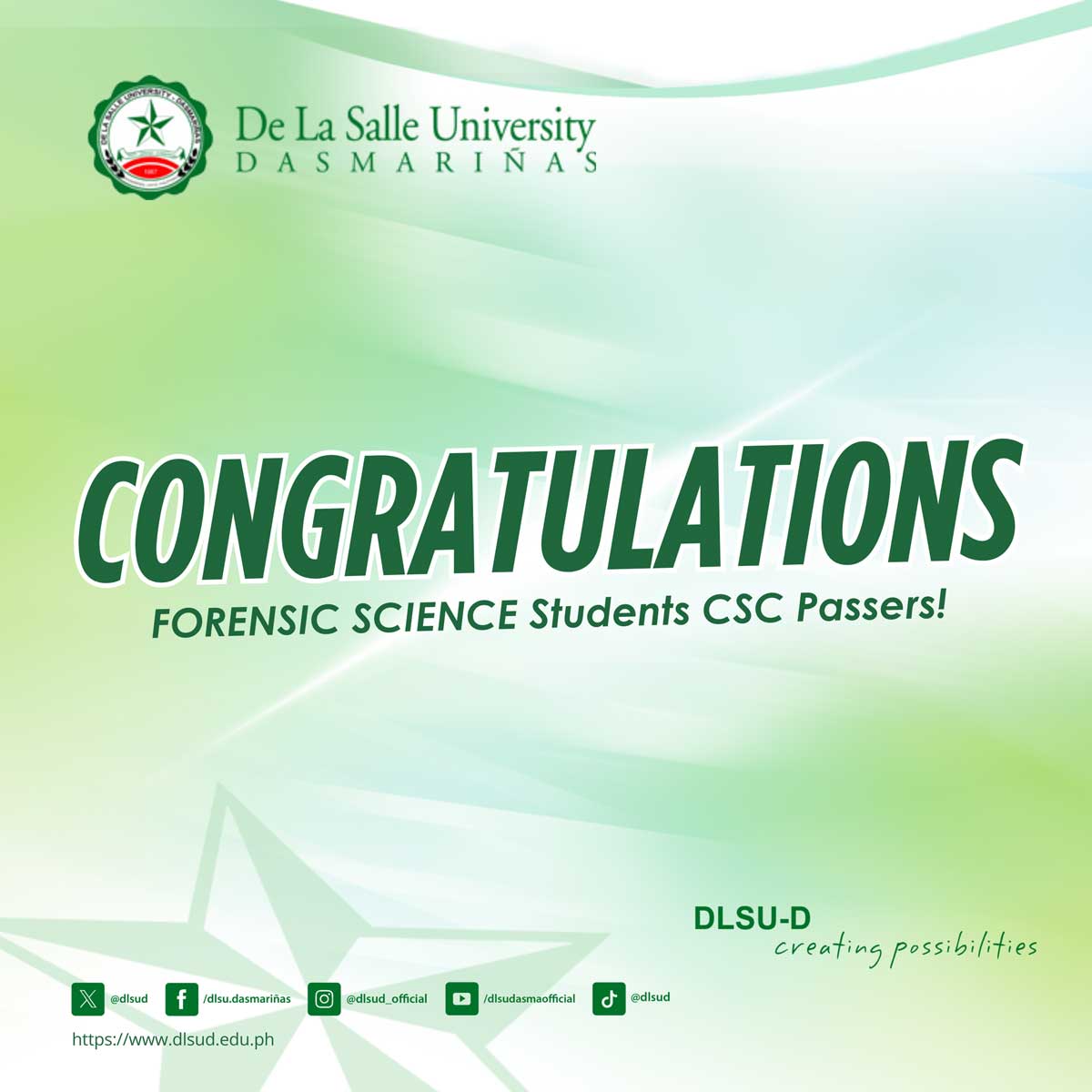 DLSU-D Forensic Science Students Pass CSC Exam