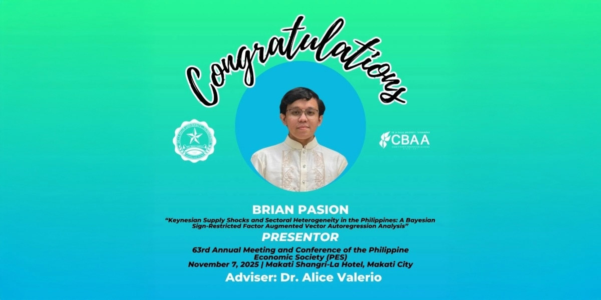 Lasallian Alumni to Represent DLSU–D at the 63rd Philippine Economic Society Annual Meeting and Conference  
