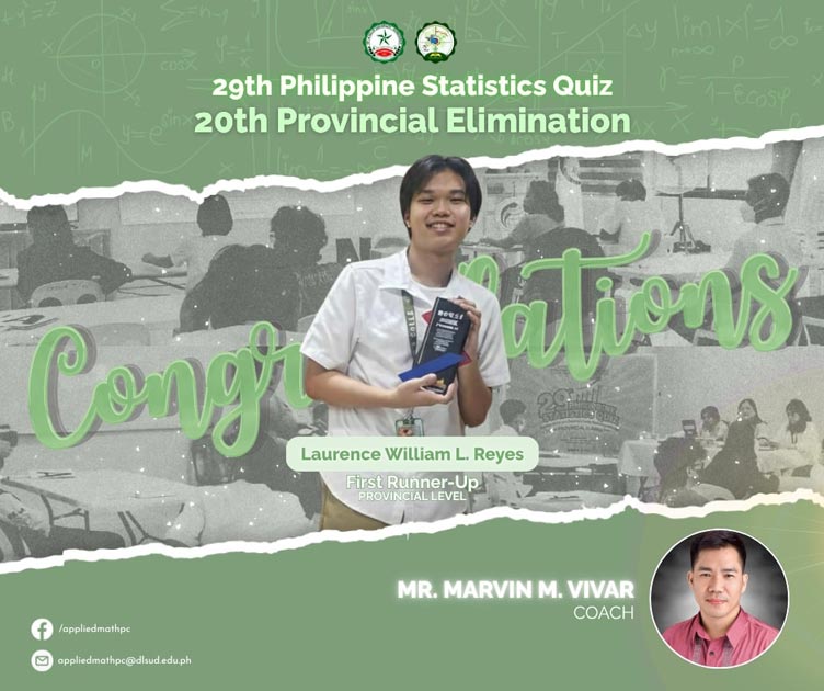 DLSU-D Student Wins First Runner-Up in Philippine Statistics Quiz Provincial Elimination