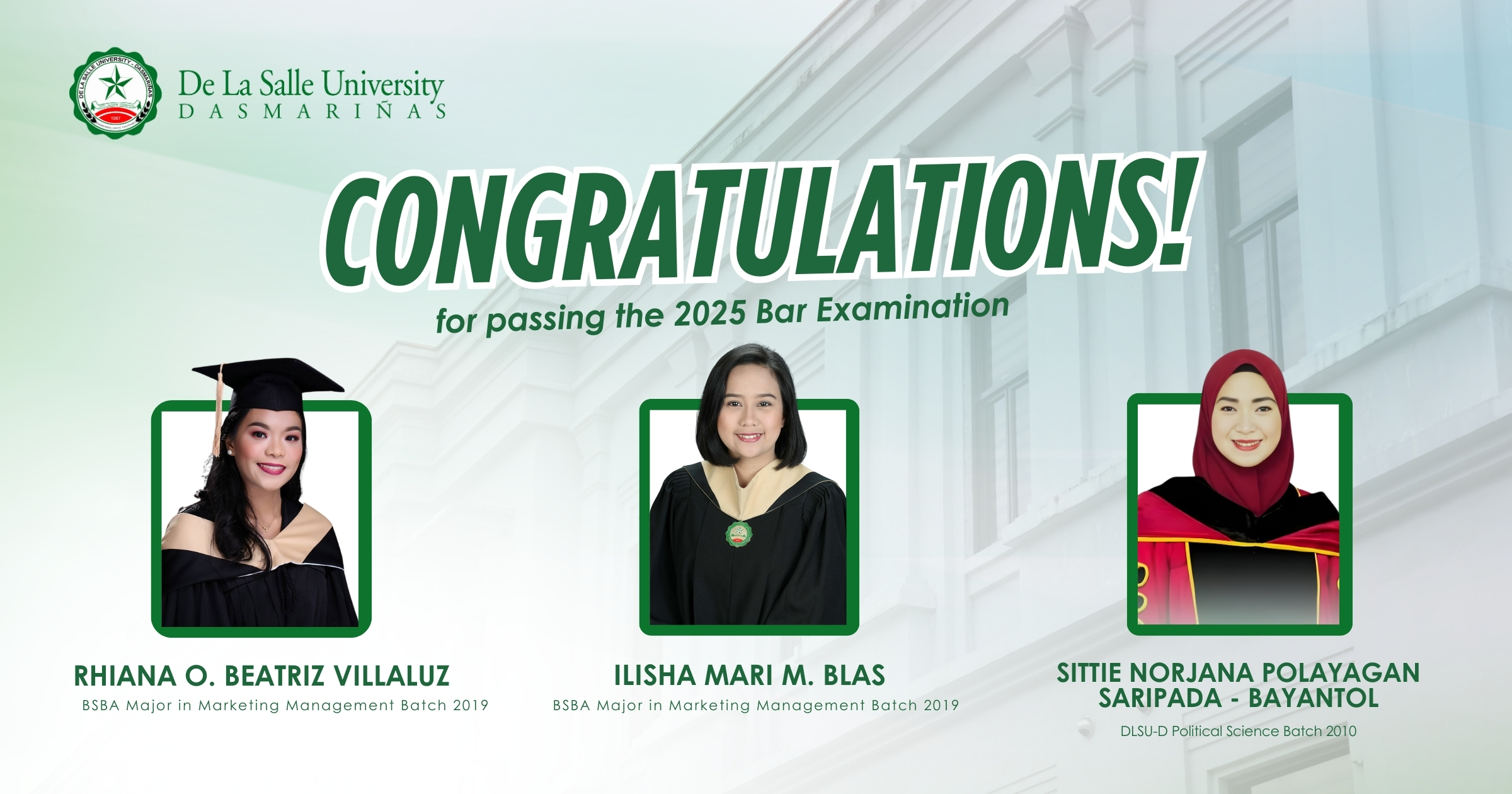  DLSU-D Alumni Excel in the 2025 Bar Examinations