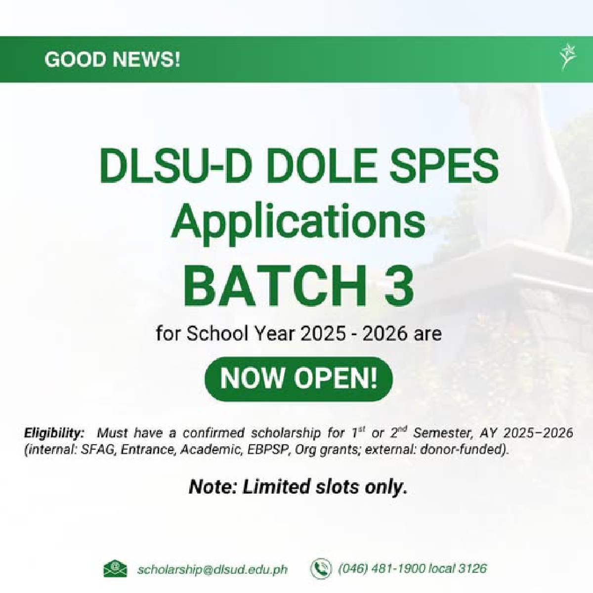 DLSU-D Opens DOLE SPES Batch 3 Applications 