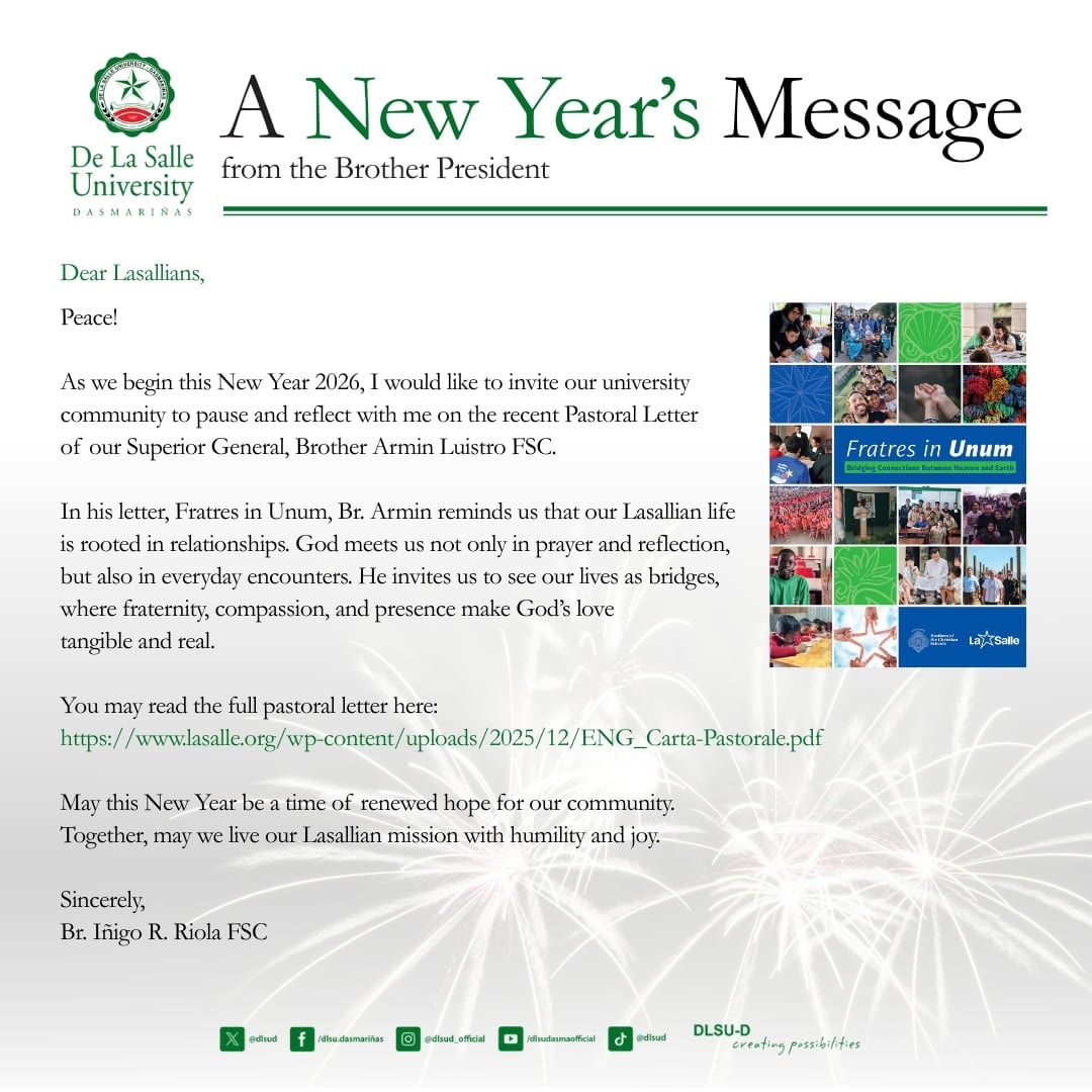 Lasallians Urged to Welcome 2026 with Humility and Joy 