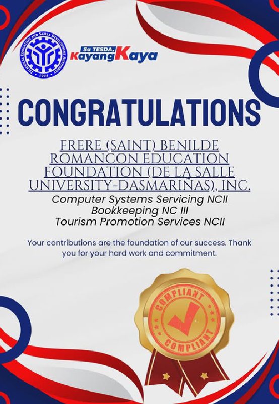 DLSU-D TESDA Center Wins Compliance Award 