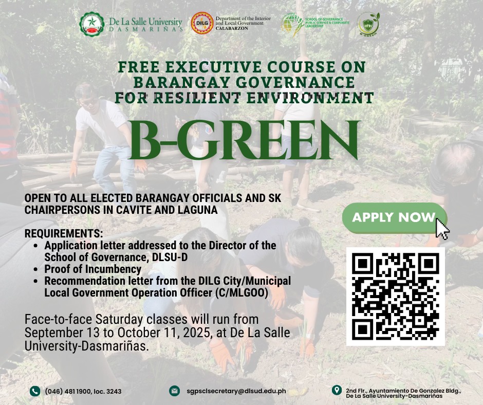 Free Executive Course on Barangay Governance for Resilient Environment (B-GREEN)