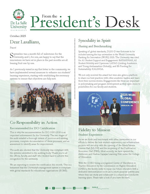 President's Desk Oct 2025